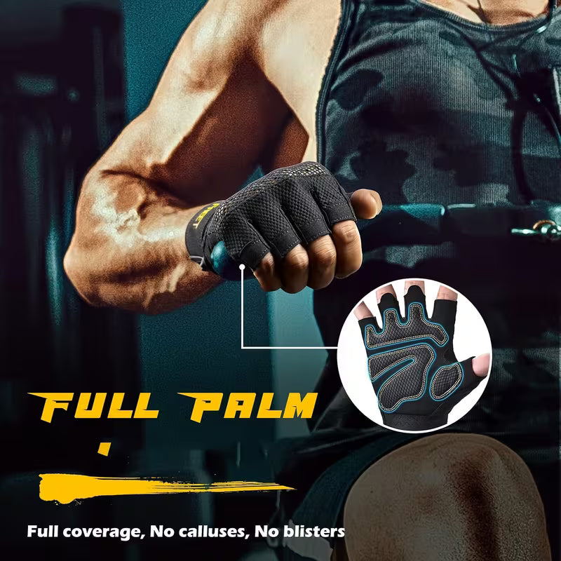 Full Palm Gym & Cycling Gloves – Cushioned Anti-Slip Exercise Gloves (Unisex)