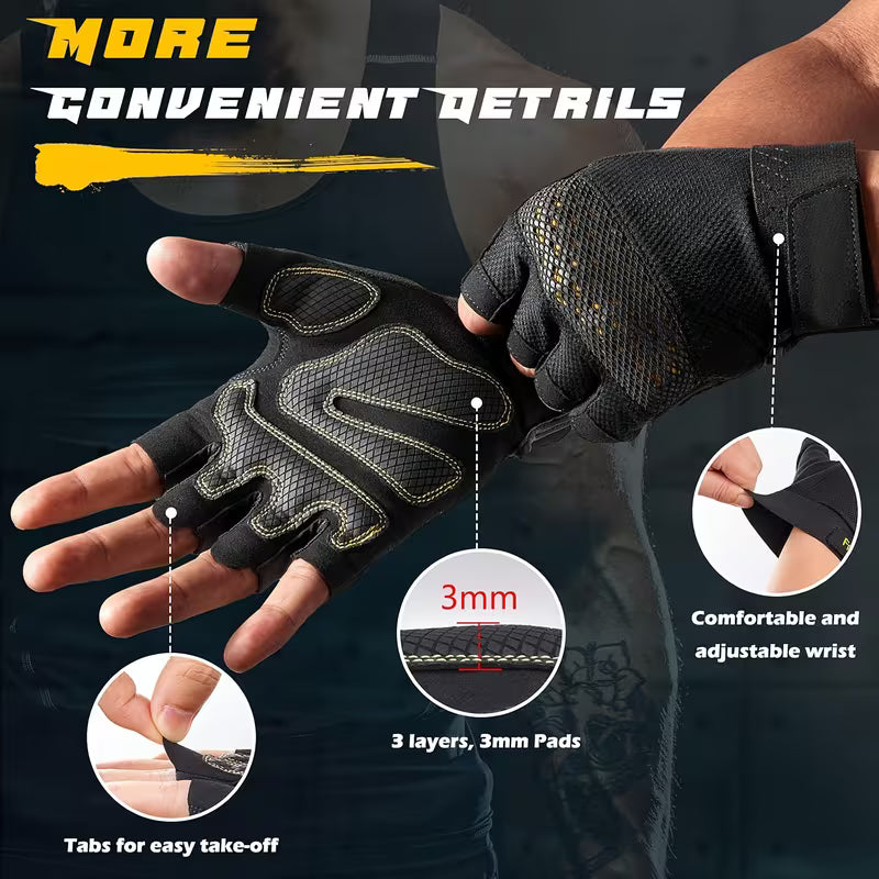 Full Palm Gym & Cycling Gloves – Cushioned Anti-Slip Exercise Gloves (Unisex)